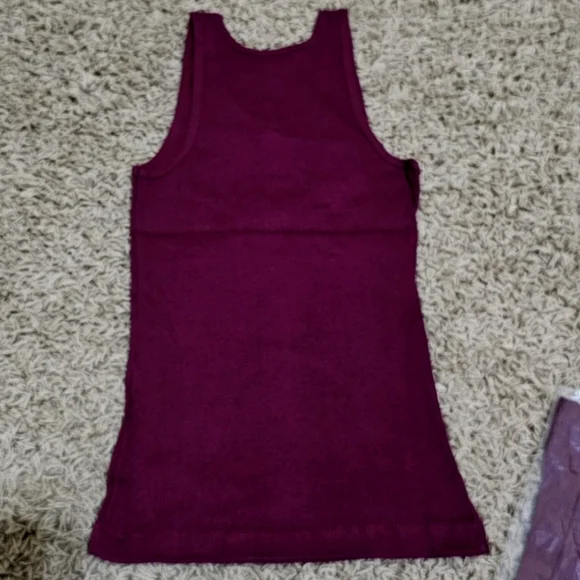 New Von Dutch Tank Maroon Yellow Script Ribbed Stretch - Picture 6 of 6